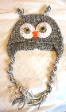 Hand Crocheted owl hat in Grey/Gray Child size by Crazy Rebecca