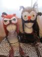 Owl hats hand crocheted by Crazy Rebecca
